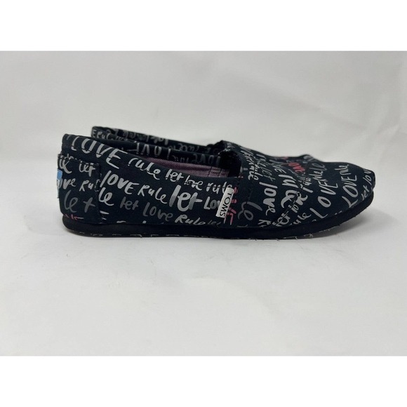 TOMS Women's W6 "Let Love Rule" Shoes Black /pink/silver - Picture 3 of 7